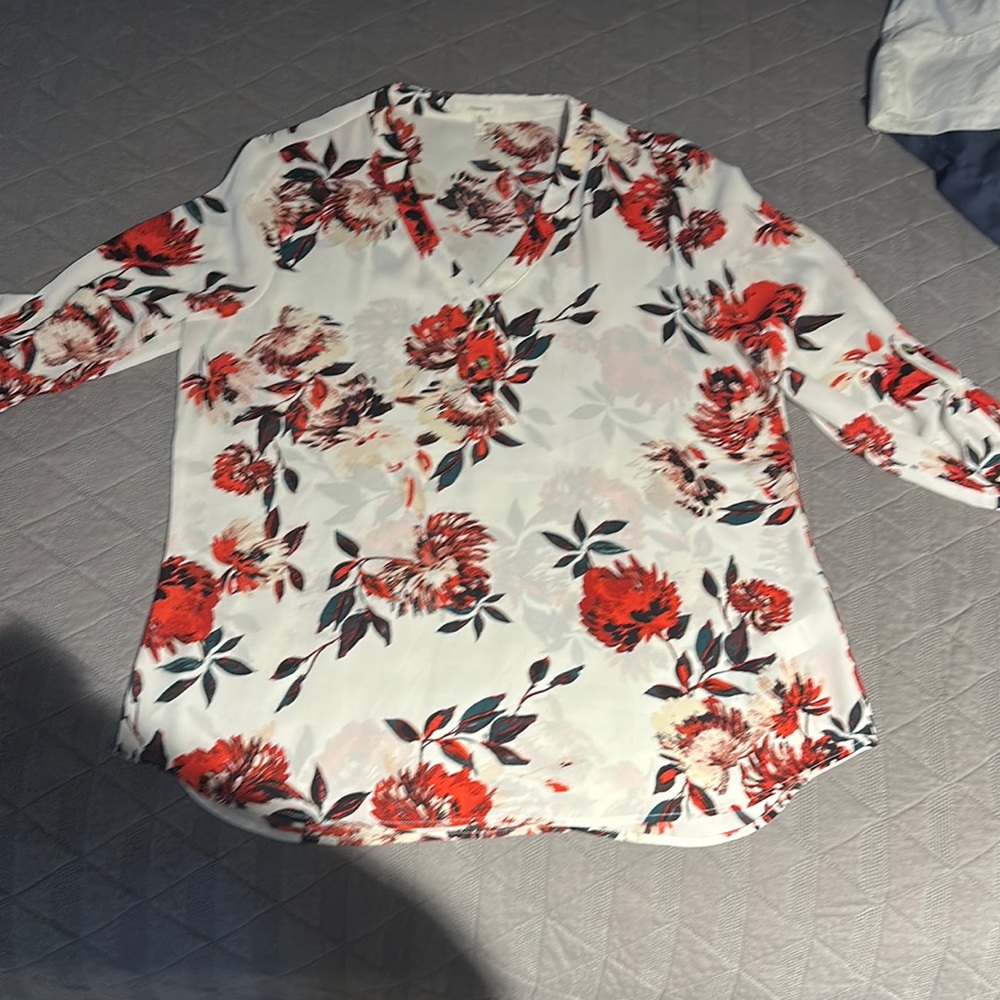 Perfect for spring and summer. Dress it up or down. Sheer floral print